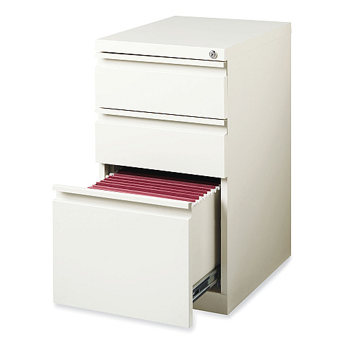 Hirsh Industries Full-Width Pull 20 Deep Mobile Pedestal File, 3-Drawer: Box/Box/File, Letter, White, 15 x 19.88 x 27.75 (19353)