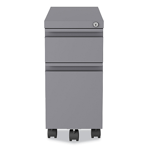 Hirsh Industries Zip Mobile Pedestal File, 2-Drawer, Box/File, Legal/Letter, Arctic Silver, 10 x 19.88 x 21.75 (24044)