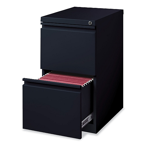 Hirsh Industries Full-Width Pull 20 Deep Mobile Pedestal File, 2-Drawer: File/File, Letter, Black, 15 x 19.88 x 27.75 (18578)