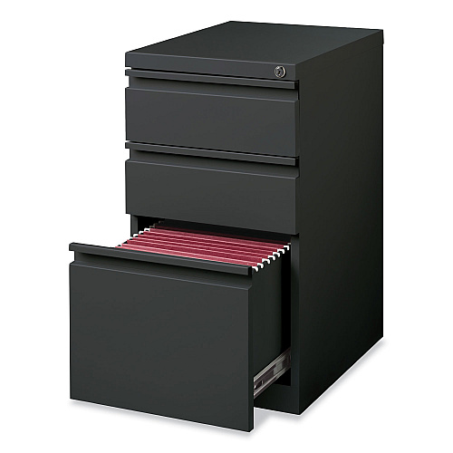 Hirsh Industries Full-Width Pull 20 Deep Mobile Pedestal File, 3-Drawer: Box/Box/File, Letter, Charcoal, 15 x 19.88 x 27.75 (19322)