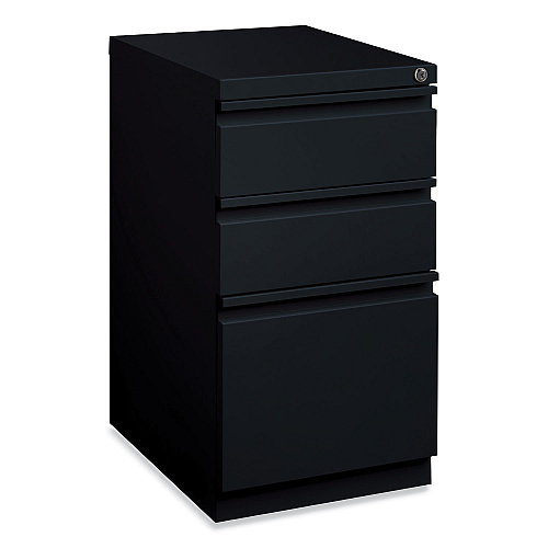 Hirsh Industries Full-Width Pull 20 Deep Mobile Pedestal File, 3-Drawer: Box/Box/File, Letter, Black, 15 x 19.88 x 27.75 (18575)