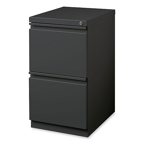 Hirsh Industries Full-Width Pull 20 Deep Mobile Pedestal File, 2-Drawer: File/File, Letter, Charcoal, 15 x 19.88 x 27.75 (19328)