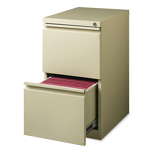 Hirsh Industries Full-Width Pull 20 Deep Mobile Pedestal File, 2-Drawer: File/File, Letter, Putty, 15 x 19.88 x 27.75 (18577)