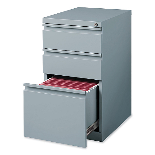 Hirsh Industries Full-Width Pull 20 Deep Mobile Pedestal File, 3-Drawer: Box/Box/File, Letter, Platinum, 15 x 19.88 x 27.75 (21856)