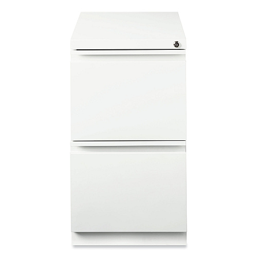 Hirsh Industries Full-Width Pull 20 Deep Mobile Pedestal File, 2-Drawer: File/File, Letter, White, 15 x 19.88 x 27.75 (19357)