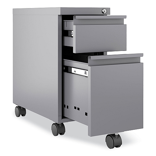 Hirsh Industries Zip Mobile Pedestal File, 2-Drawer, Box/File, Legal/Letter, Arctic Silver, 10 x 19.88 x 21.75 (24044)