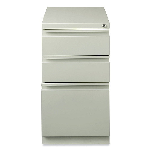Hirsh Industries Full-Width Pull 20 Deep Mobile Pedestal File, 3-Drawer: Box/Box/File, Letter, Light Gray, 15 x 19.88 x 27.75 (18576)