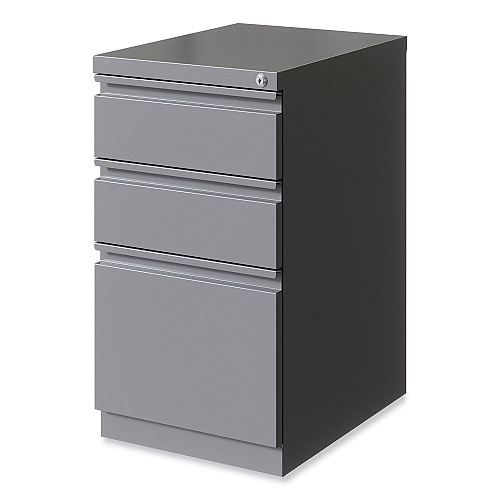 Hirsh Industries Full-Width Pull 20 Deep Mobile Pedestal File, 3-Drawer: Box/Box/File, Letter, Arctic Silver, 15 x 19.88 x 27.75 (24110)