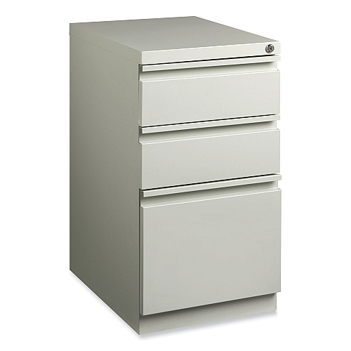 Hirsh Industries Full-Width Pull 20 Deep Mobile Pedestal File, 3-Drawer: Box/Box/File, Letter, Light Gray, 15 x 19.88 x 27.75 (18576)