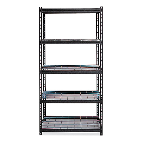 Hirsh Industries Iron Horse 2300 Wire Deck Shelving, Five-Shelf, 36w x 18d x 72h, Black (22130)