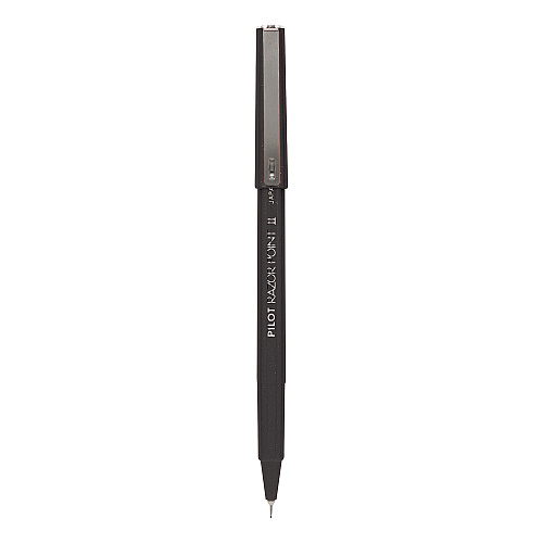 Pilot Razor Point Fine Line Porous Point Pen, Stick, Extra-Fine 0.3 mm, Black Ink, Black Barrel, Dozen (11001)