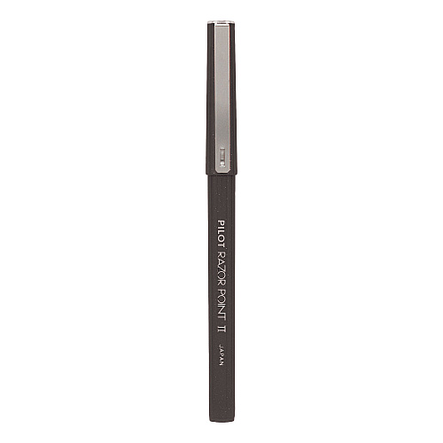 Pilot Razor Point Fine Line Porous Point Pen, Stick, Extra-Fine 0.3 mm, Black Ink, Black Barrel, Dozen (11001)