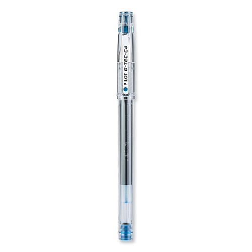Pilot G-TEC-C Ultra Gel Pen, Stick, Extra-Fine 0.4 mm, Blue Ink, Clear/Blue Barrel, Dozen (35492)