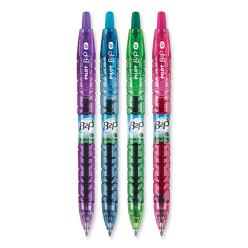 Pilot B2P Bottle-2-Pen Recycled Gel Pen, Retractable, Fine 0.7 mm, Assorted Ink and Barrel Colors, 4/Pack (36620)