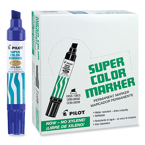 Pilot Jumbo Refillable Permanent Marker, Broad Chisel Tip, Blue (45200)
