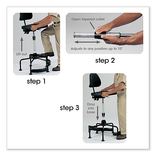 Safco Task Master Deluxe Industrial Chair, Supports Up to 250 lb, 17" to 35" Seat Height, Black (5120)