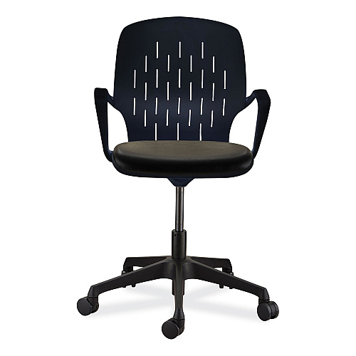 Safco Shell Desk Chair, Supports Up to 275 lb, 17" to 20" Seat Height, Black Seat, Black Back, Black Base (7013BL)