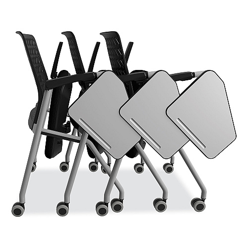 Safco Thesis Training Chair with Flex Back and Tablet, Support Up to 250 lb, 18" Seat Height, Black Seat, Gray Base, 2/Carton (KTX3SBBLK)