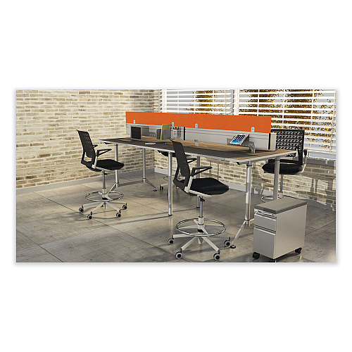 Safco Thesis Flex Back Stool with Arms, Supports Up to 250 lb, 21.5" to 29.5" Seat Height, Black Seat, Silver Base (KSX1SBBLK)