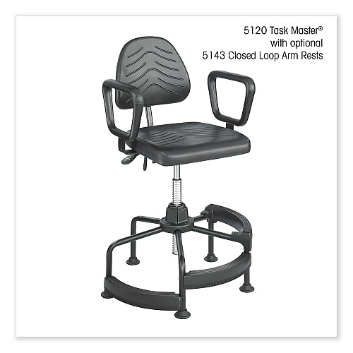 Safco Task Master Deluxe Industrial Chair, Supports Up to 250 lb, 17" to 35" Seat Height, Black (5120)