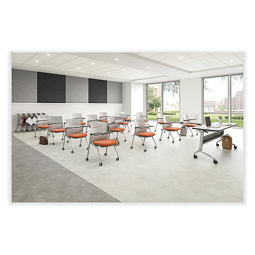 Safco Thesis Training Chair with Static Back and Tablet, Supports Up to 250 lb, 18" Seat Height, Black Seat,Gray Back, Gray Base (KTS3SGBLK)