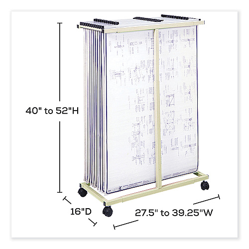 Safco Mobile Vertical File, 12 Hanging Clamps, 39.25w x 16d x 52h, Tan (5059)