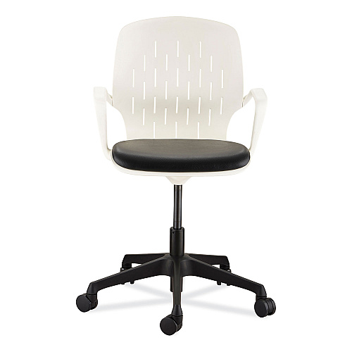 Safco Shell Desk Chair, Supports Up to 275 lb, 17" to 20" Seat Height, Black Seat, White Back, Black/White Base (7013WH)