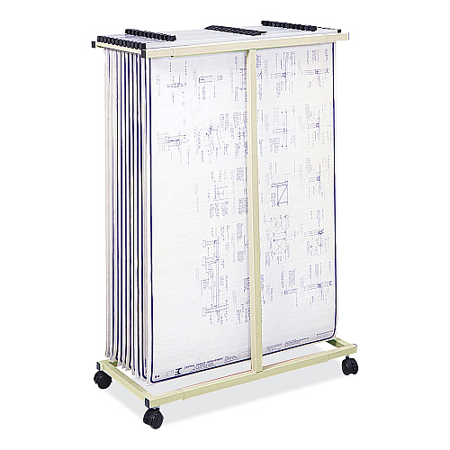 Safco Mobile Vertical File, 12 Hanging Clamps, 39.25w x 16d x 52h, Tan (5059)
