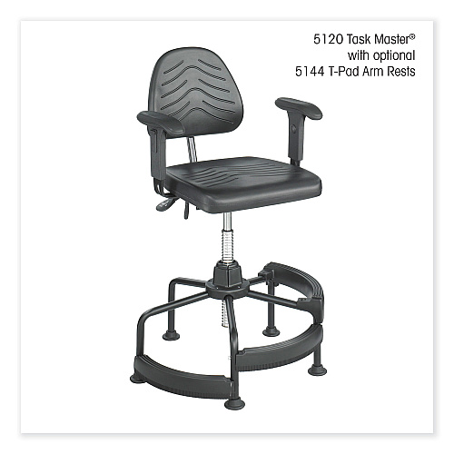 Safco Task Master Deluxe Industrial Chair, Supports Up to 250 lb, 17" to 35" Seat Height, Black (5120)
