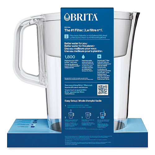Brita Tahoe Water Pitcher with Standard Filter, 10 Cups, Clear, 2/Carton (50684CT)