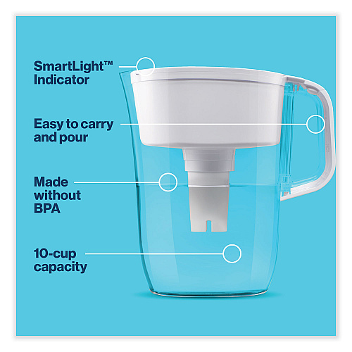 Brita Tahoe Water Pitcher with Standard Filter, 10 Cups, Clear, 2/Carton (50684CT)