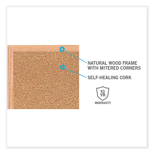 Ghent Natural Cork Bulletin Board with Frame, 72.5 x 48.5, Tan Surface, Natural Oak Frame (WK46)