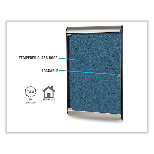 Ghent Silhouette 1 Door Enclosed Ivory Vinyl Bulletin Board with Satin/Black Aluminum Frame, 27.75 x 42.13 (SILH20412)