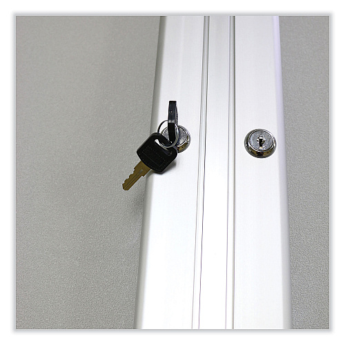 Ghent 2 Door Enclosed Vinyl Bulletin Board with Satin Aluminum Frame, 48 x 36, Silver Surface (PA23648VX193)