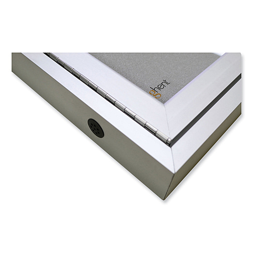Ghent 2 Door Enclosed Vinyl Bulletin Board with Satin Aluminum Frame, 48 x 36, Silver Surface (PA23648VX193)