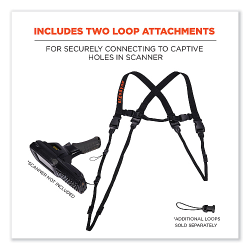 ergodyne Squids 3132 Barcode Scanner Lanyard Harness, Large: 20" Arm Strap, 43" Lanyard Strap, Hi-Vis Lime (19134)