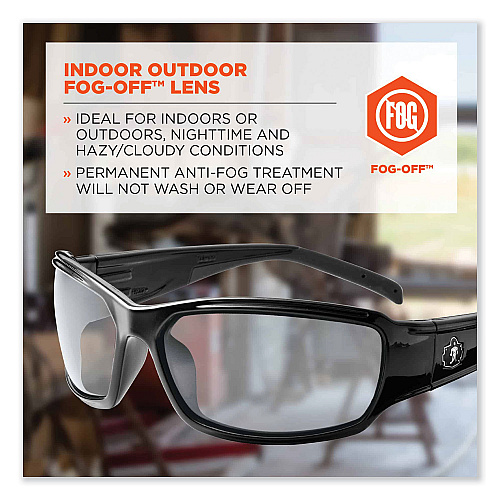 ergodyne Skullerz Thor Safety Glasses, Black Nylon Impact Frame, AntiFog Indoor/Outdoor Polycarbonate Lens (51083)