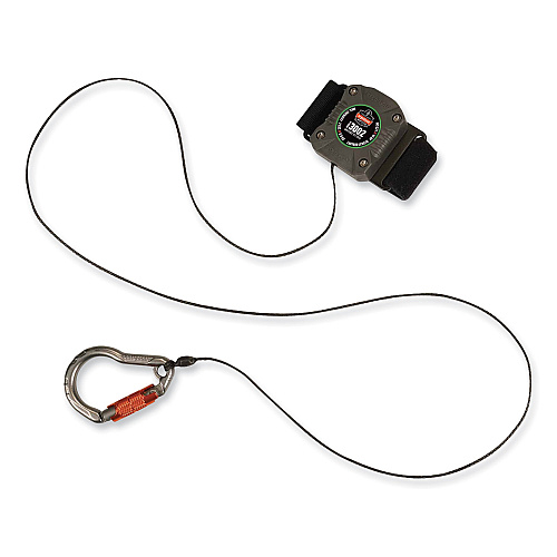 ergodyne Squids 3002 Retractable Lanyard with Carabiner + Belt-Loop Anchor, 2 lb Max Working Capacity, 6" to 48" Long, Gray (19302)