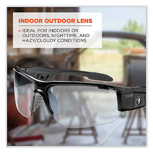 ergodyne Skullerz Dagr Safety Glasses, Black Nylon Impact Frame, Indoor/Outdoor Polycarbonate Lens (52080)