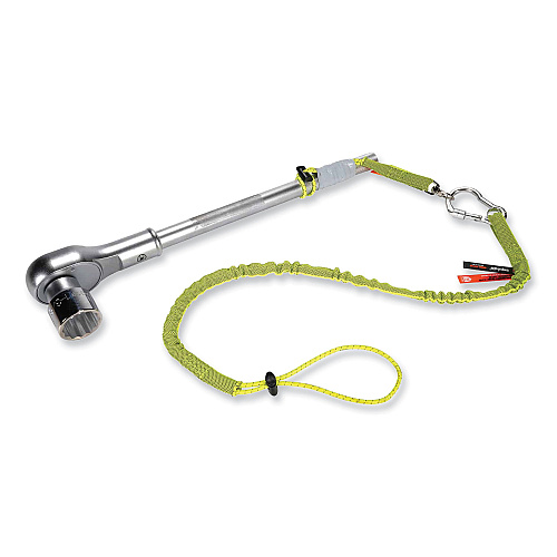 ergodyne Squids 3100 Lanyard with Aluminum Carabiner + Cinch-Loop, 10 lb Max Working Capacity, 35" to 45" Long, Lime (19003)