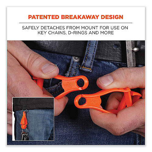 ergodyne Squids 3400 Dual Clip Glove Clip Holder, 1 x 1 x 6.5, Acetal Copolymer, Red, 100/Pack (19313BULK)