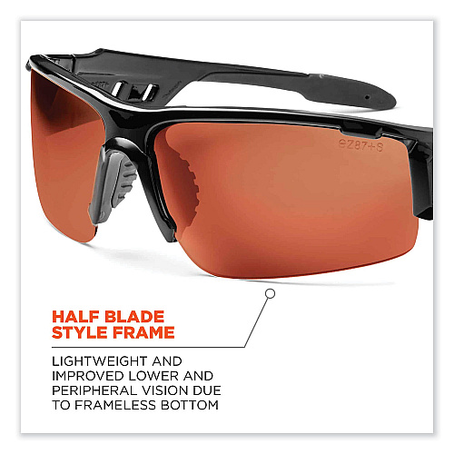 ergodyne Skullerz Dagr Safety Glasses, Black Nylon Impact Frame, Copper Polycarbonate Lens (52020)