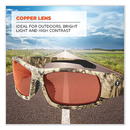 ergodyne Skullerz Odin Safety Glasses, Kryptek Highlander Nylon Impact Frame, Copper Polycarbonate Lens (50320)