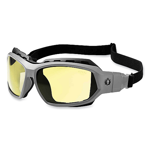ergodyne Skullerz Loki Safety Glasses/Goggles, Matte Gray Nylon Impact Frame, Yellow Polycarbonate Lens (56150)