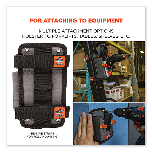 ergodyne Squids 5543 Handheld Barcode Scanner Mount Holder with Fastener Straps, 2 Compartments, 3.5 x 1.5 x 6.3, Gray (19184)