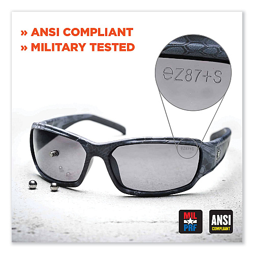 ergodyne Skullerz Odin Safety Glasses, Kryptek Typhon Nylon Impact Frame, Clear Polycarbonate Lens (50500)