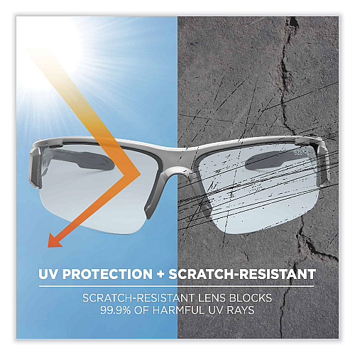 ergodyne Skullerz Dagr Safety Glasses, Matte Gray Nylon Impact Frame, Indoor/Outdoor Polycarbonate Lens (52180)