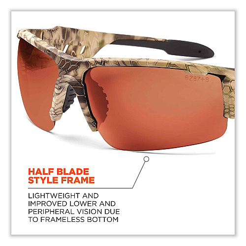 ergodyne Skullerz Dagr Safety Glasses, Kryptek Highlander Nylon Impact Frame, Copper Polycarbonate Lens (52320)