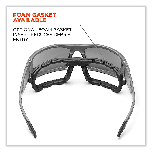 ergodyne Skullerz Odin Safety Glasses, White Nylon Impact Frame, Silver Mirror Polycarbonate Lens (50242)
