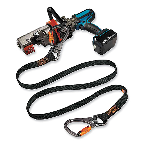 ergodyne Squids 3139 Tool Lanyard with 2 Locking Swivel Carabiners, 40 lb Max Working Capacity, 76" Long, Black/Orange (19139)